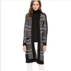 Just Female Mohair Duster Fola Long Cardigan Cozy Thick Black White Size M